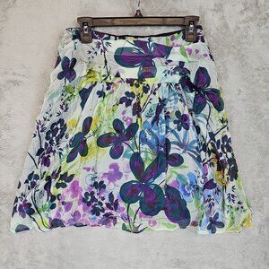 Weston Wear Silk Mini Skirt Womens Size 4 Multicolor Watercolor Floral Chiffon
